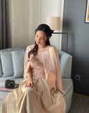 Ruko Banding Pintuck Flare Long Skirt