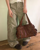 Griffin Leather Multi-Pocket Shoulder Bag