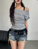 Bondi Drape Pintuck Off-Shoulder Short Sleeve
