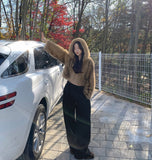 High Quality Egg Big Hood Crop Hip Mood Fur Jacket