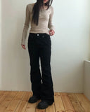 [MADE] Jahu Studded Shirring Bootcut Cotton Long Pants