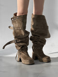 1171 Multiway Buckle Thigh High Boots (8cm)