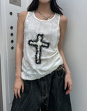Vintage Cross Lace String Sleeveless