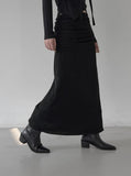 Shirring Sweat Layered Long Skirt