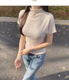 Luxurious Mood Half-Neck Span Slim Fit Short Sleeve T-shirt