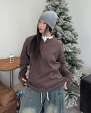 Mend Fingerhole Henley Neck Knit Long Sleeve