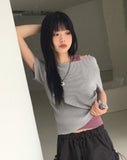 Ento pleats cooling short-sleeved T-shirt