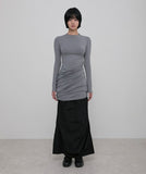 Asymmetrical Draped Mock Neck Dress