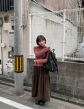 Toriku banding frill corduroy long skirt