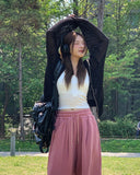 Summer Basic Net Knit Hood Zip Up