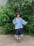 Philmes String Seersucker Check Hood Shirt
