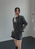Trip Big Ribbed Damage Dyeing Washing Knit