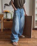 Wiz Button Washed Balloon Denim Pants