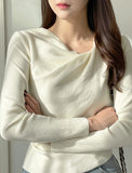 Delo Shirring Unbalanced Drape Knit