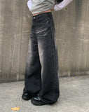 Cardin Black Blue Washing Wide Denim Pants