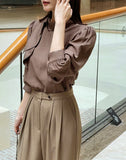 Cobolt Satin Tie Blouse