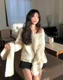 Ciel V-neck Hachi Knit Muffler Set