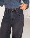 Gut Vintage Washing Rivet Studded Wide Denim Pants