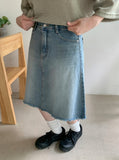 Kotaro Damaged Denim Midi Skirt