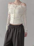 Bellin See-through Off-Shoulder Cardigan
