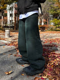Green Teen Washed Wide Denim Pants