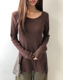 Pora Stripe Dot Color Matching Long T-Shirt