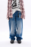 Logan cat washed wide denim pants