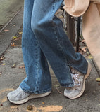 slit straight denim pants