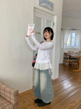 Kukyu Frill Shirring Long Sleeve Tee