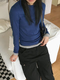 Arts Color Matching Layered All-in-one Crop Long Sleeve T-Shirt