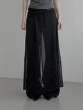 Sheer See-through Layered Long Skirt
