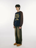 Raglan Two-Tone Knit Pullover