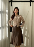 Lazy flare leather long skirt