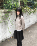 [MADE] B-Pie Frill Pocket Two-Way Zipper Neck String Windbreaker Hooded Zip-Up