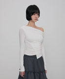 Layered Draped One-Shoulder Long Sleeve