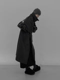 High-neck adjust double long coat