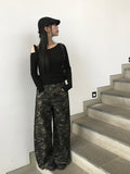 Naun Camo Back Pocket Snap Military Wide Pants