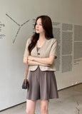 Dinet High-Waist Pintuck Shorts Slacks (Belt Set)
