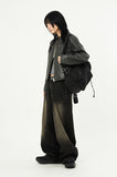 Mud side incision balloon denim pants