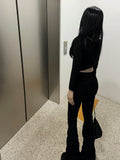 Long leg shirring silhouette pants