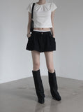 Center Shirred Round Crop Top