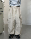 Pona Pintuck Washed Diagonal Cargo Pants