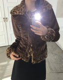 Rotel Leopard Hopi Fur Contrast Corduroy Jacket