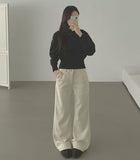 Corduroy Banding Bonding Brushed Loose Bootcut Pants
