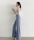 Span Hem Cutting Wide Bootcut Fit Denim Pants