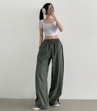 Rustle two-way side color matching jogger wide banding pants
