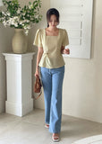 Gobelin Square Shirring Strap Blouse
