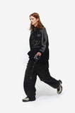 Wide cut cargo denim pants