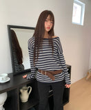 Mui Stripe Round Neck Loose Fit Knit
