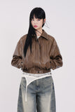 Northway washed leather collar jumper